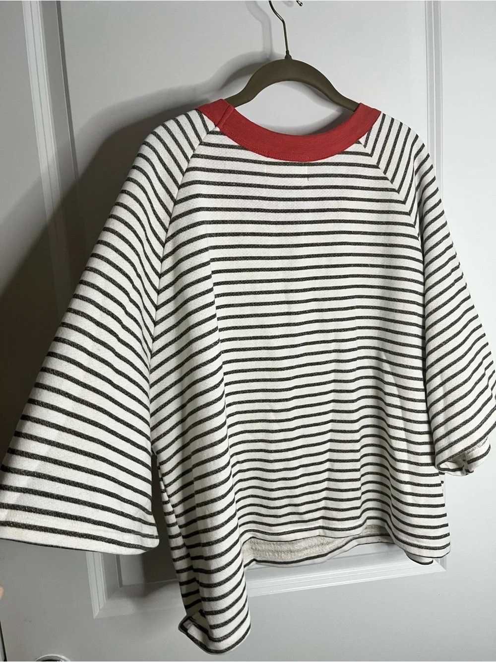 Bucket List Cotton Terry Cloth Lined Striped Cropped Oversize Casual Beach Top L - Picture 6 of 10